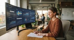 Blogs Generative engine optimization — marketer reviewing AI search results on a screen
