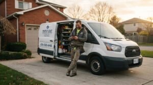 Blogs AI Overviews for small business Ontario owner checking Google AI answer on smartphone