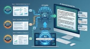 Blogs answer engine optimization diagram showing AI search citations 2026